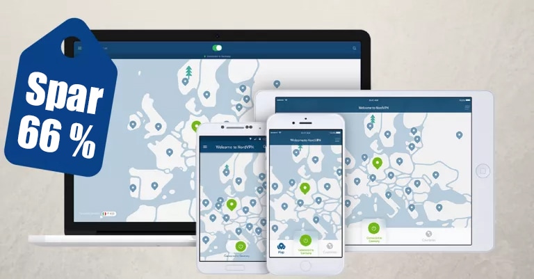 Spar 66 % på NordVPN