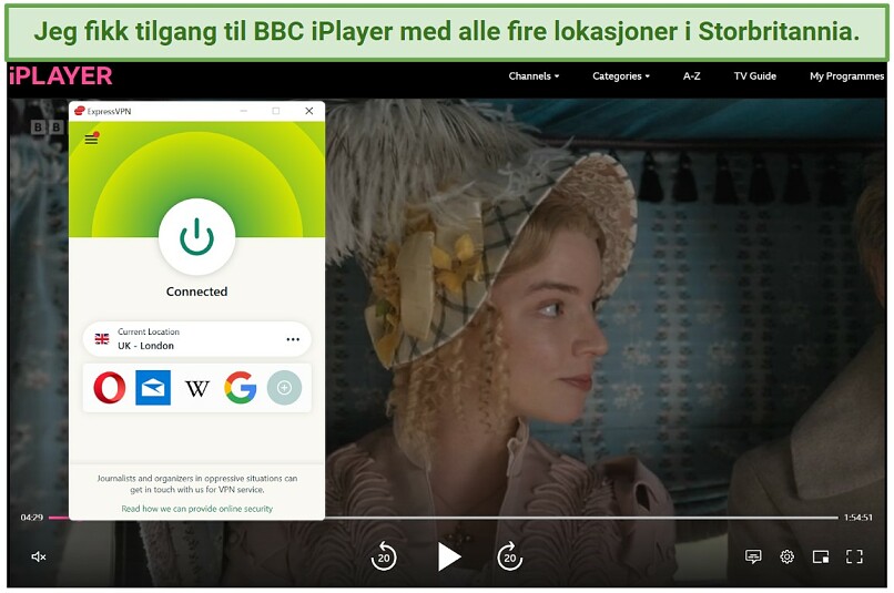 Screenshot of BBC iPlayer streaming Fern Brady: Power & Chaos unblocked by ExpressVPN