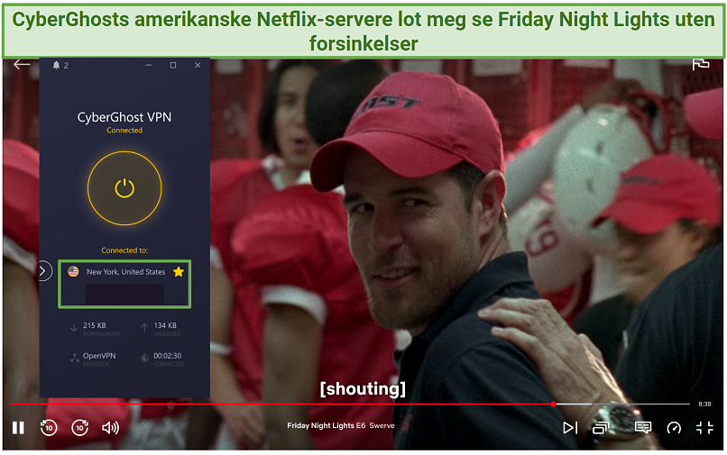 CyberGhost streaming-optimized servers unblocking US Netflix