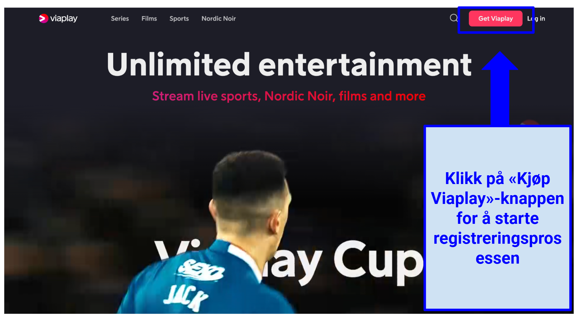 Screenshot of the Viaplay home page