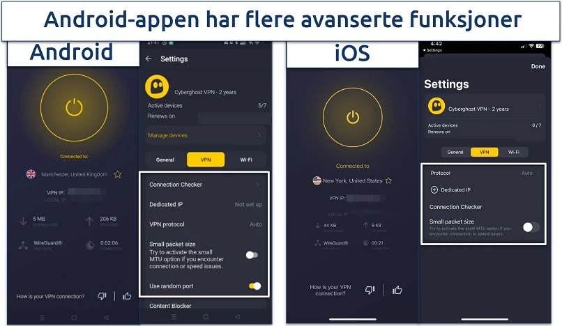 Screenshot of CyberGhost's mobile apps